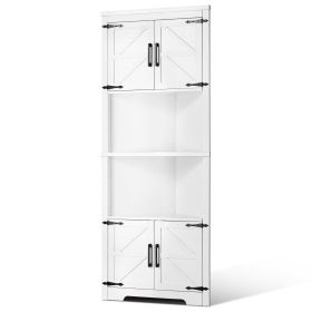68" Tall Corner Storage Cabinet, 6 Tiers Farmhouse Storage Cabinet with 4 Wooden Doors & Adjustable Shelves
