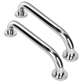 2Pcs Bath Grab Bar 11.8in Sturdy Stainless Steel Shower Safety Handle For Bathtub Toilet Stairway Anti-slip Handrail Balance Bar 220LBS Pull Forc