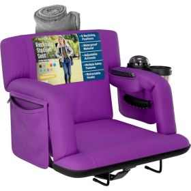 Alpcour Premium Reclining Stadium Seat For Bleachers With Back Support (Option: Purple-21Wide)