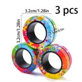 3pcs, Cool Puzzle Camouflage Ring Decompression, Small Toys, Magnetic Hand Ring, Stress Relief Toys, Fingertip Rotation Gyro, Creative Small Gift (Model: Spotted Pattern - Camouflage Magnetic Bracelet)