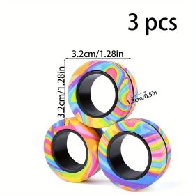 3pcs, Cool Puzzle Camouflage Ring Decompression, Small Toys, Magnetic Hand Ring, Stress Relief Toys, Fingertip Rotation Gyro, Creative Small Gift (Model: Stripes - Camouflage Magnetic Bracelet)