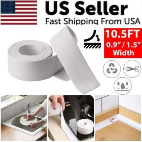 10.5FT PVC Self Adhesive Caulk Sealing Strip Tape For Kitchen Wall Sink Toilet (size: 10.5ft x 1.5in)